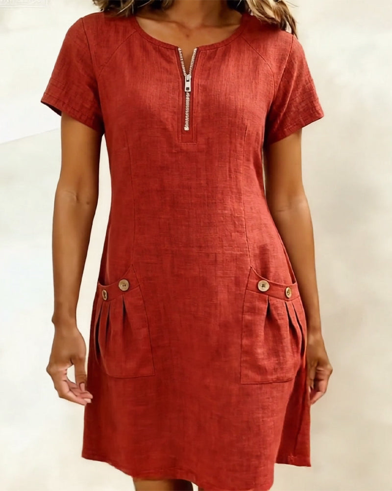 Aisley™ |  Cotton Dress with Zip Closure