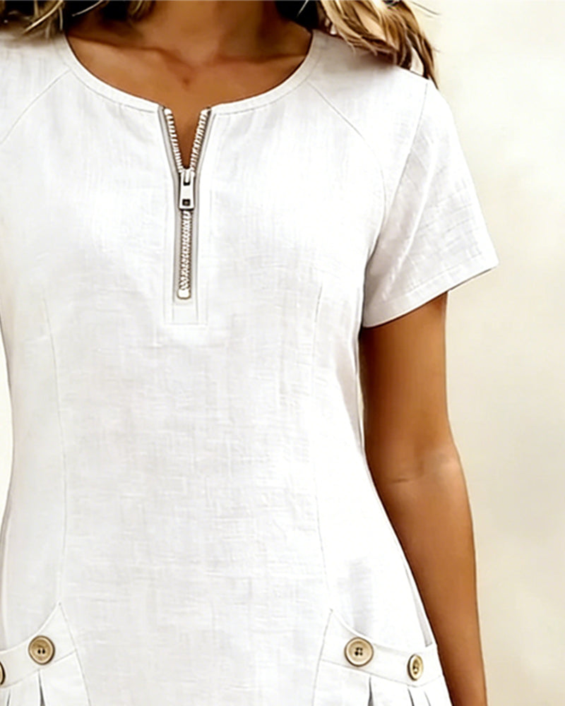 Aisley™ |  Cotton Dress with Zip Closure