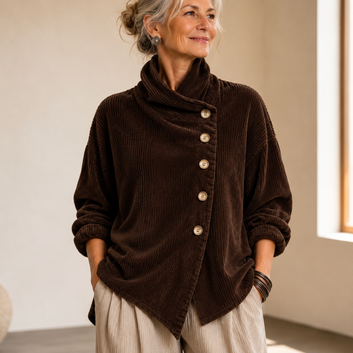 Tina | Asymmetric Corduroy Top