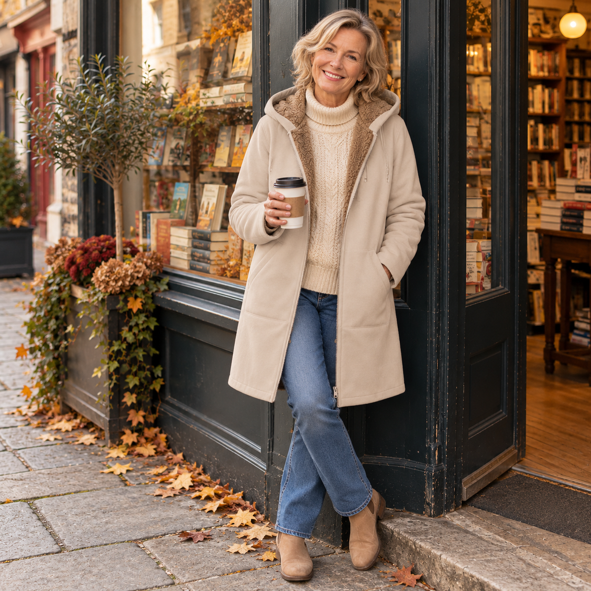 Ava | Cozy Sherpa-Lined Hooded Coat