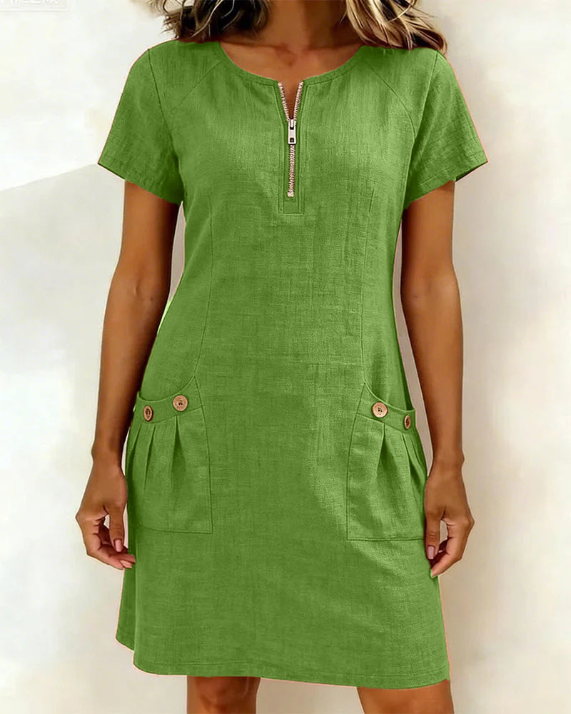 Aisley™ |  Cotton Dress with Zip Closure