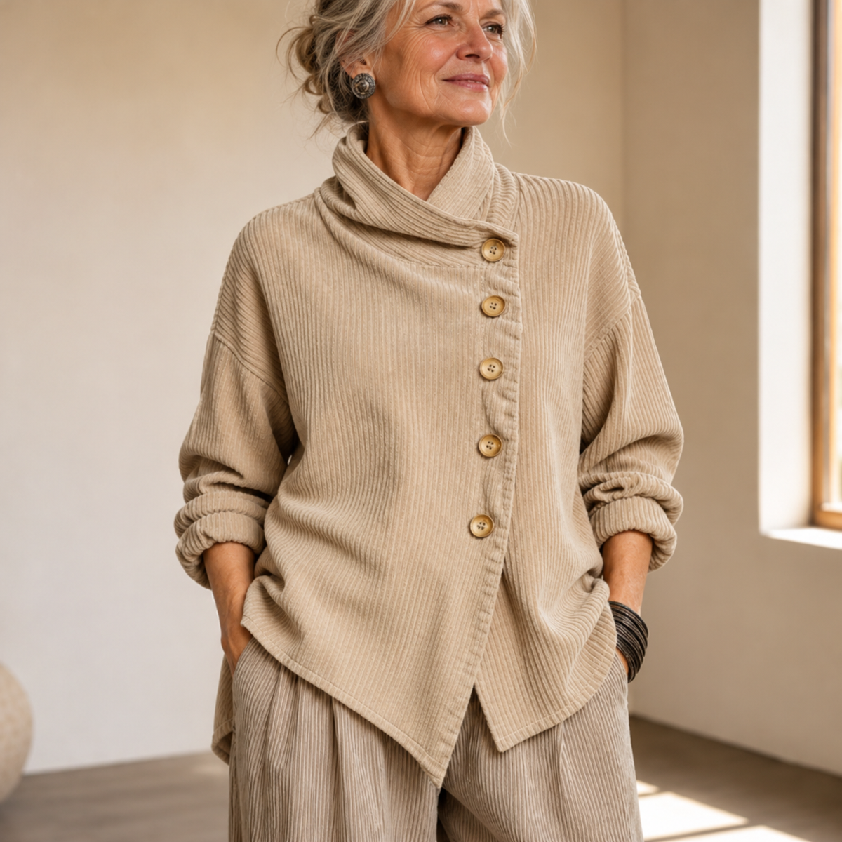 Tina | Asymmetric Corduroy Top