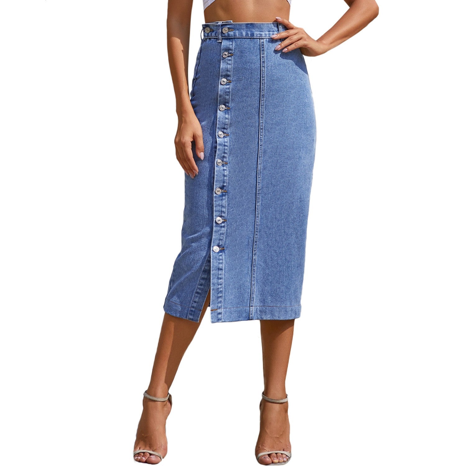 XIANI™ - Button Front Slit Skirt