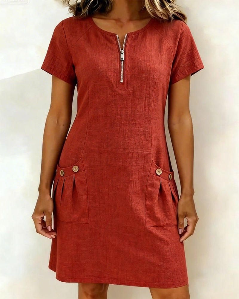 Aisley™ |  Cotton Dress with Zip Closure