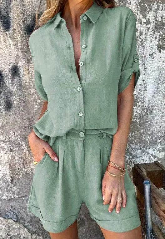 Melda - Breezy Buttoned Set