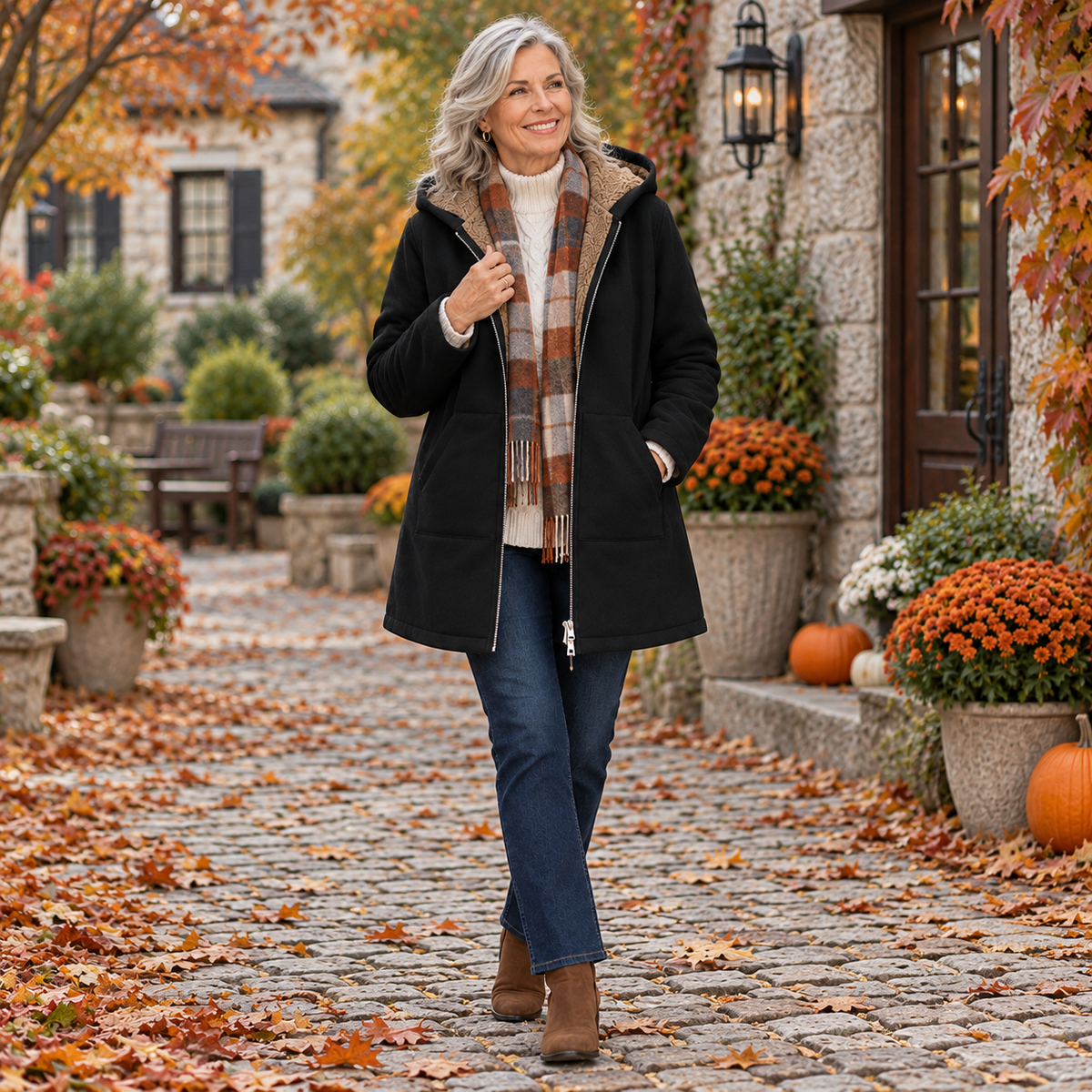 Ava | Cozy Sherpa-Lined Hooded Coat